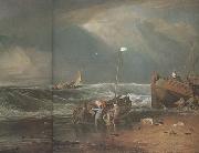 Joseph Mallord William Turner A coast scene with fisherman hauling a boat ashore (mk31) Sweden oil painting artist
